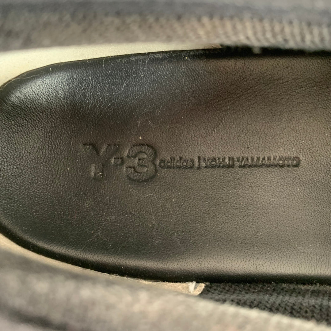 Y-3 2018 Size 10 Tangutsu Black White Logo Canvas Slip On Sneakers