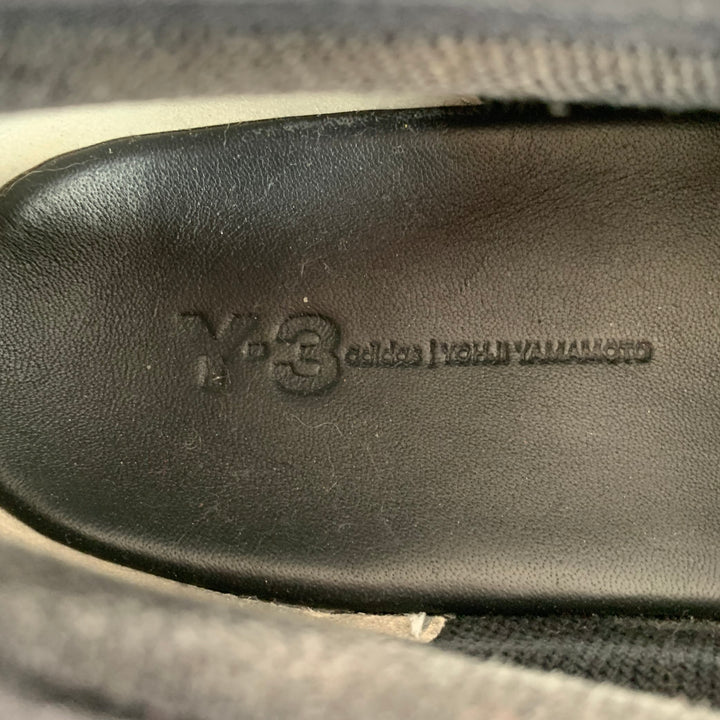 Y-3 2018 Size 10 Tangutsu Black White Logo Canvas Slip On Sneakers