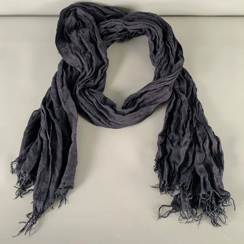 JOHN VARVATOS Navy Wrinkled Viscose Blend Scarf