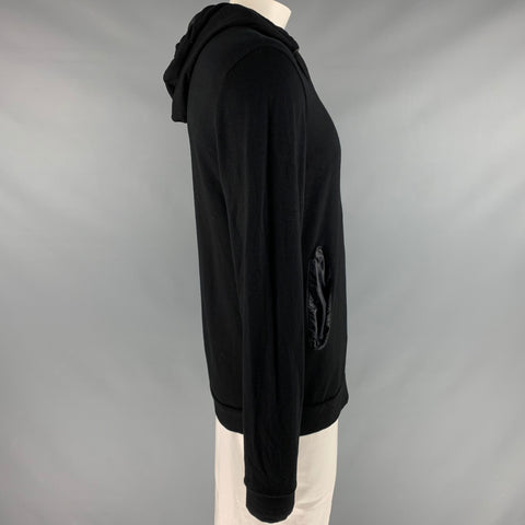 EMPORIO ARMANI Size XL Black Viscose Elastane Hooded Sweatshirt