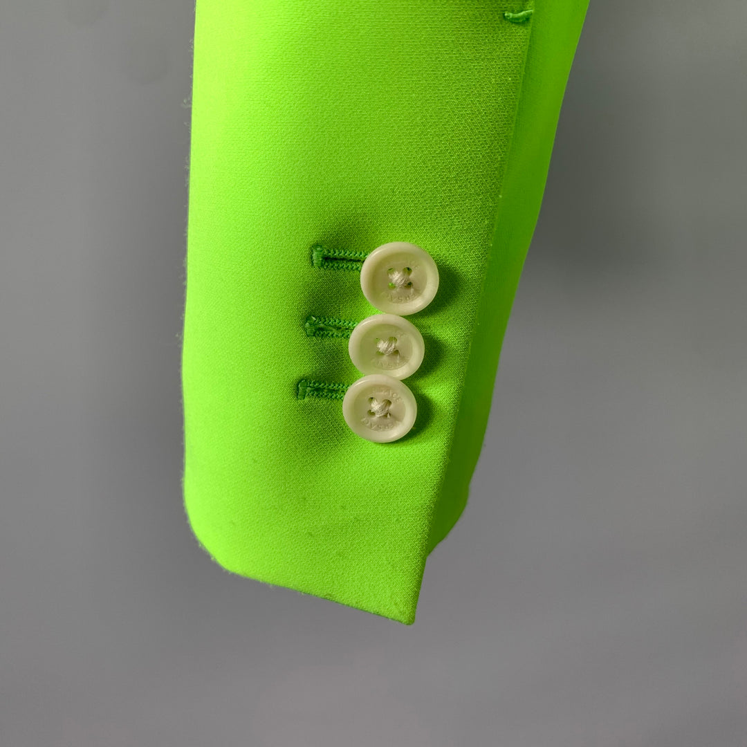 VERSACE Size 38 Green Neon Polyester Blend Notch Lapel Sport Coat