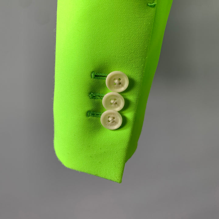 VERSACE Size 38 Green Neon Polyester Blend Notch Lapel Sport Coat