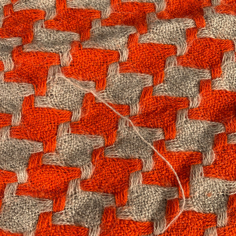 ELVANG Orange Beige Houndstooth Alpaca Woven Scarf