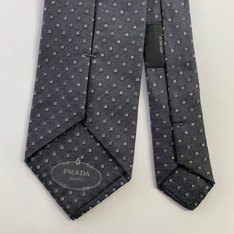 PRADA Size One Size Grey White Diamond Tie