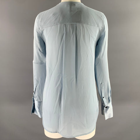 RAG & BONE Size XS Blue Silk Faux Wrap Blouse