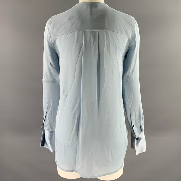 RAG & BONE Size XS Blue Silk Faux Wrap Blouse