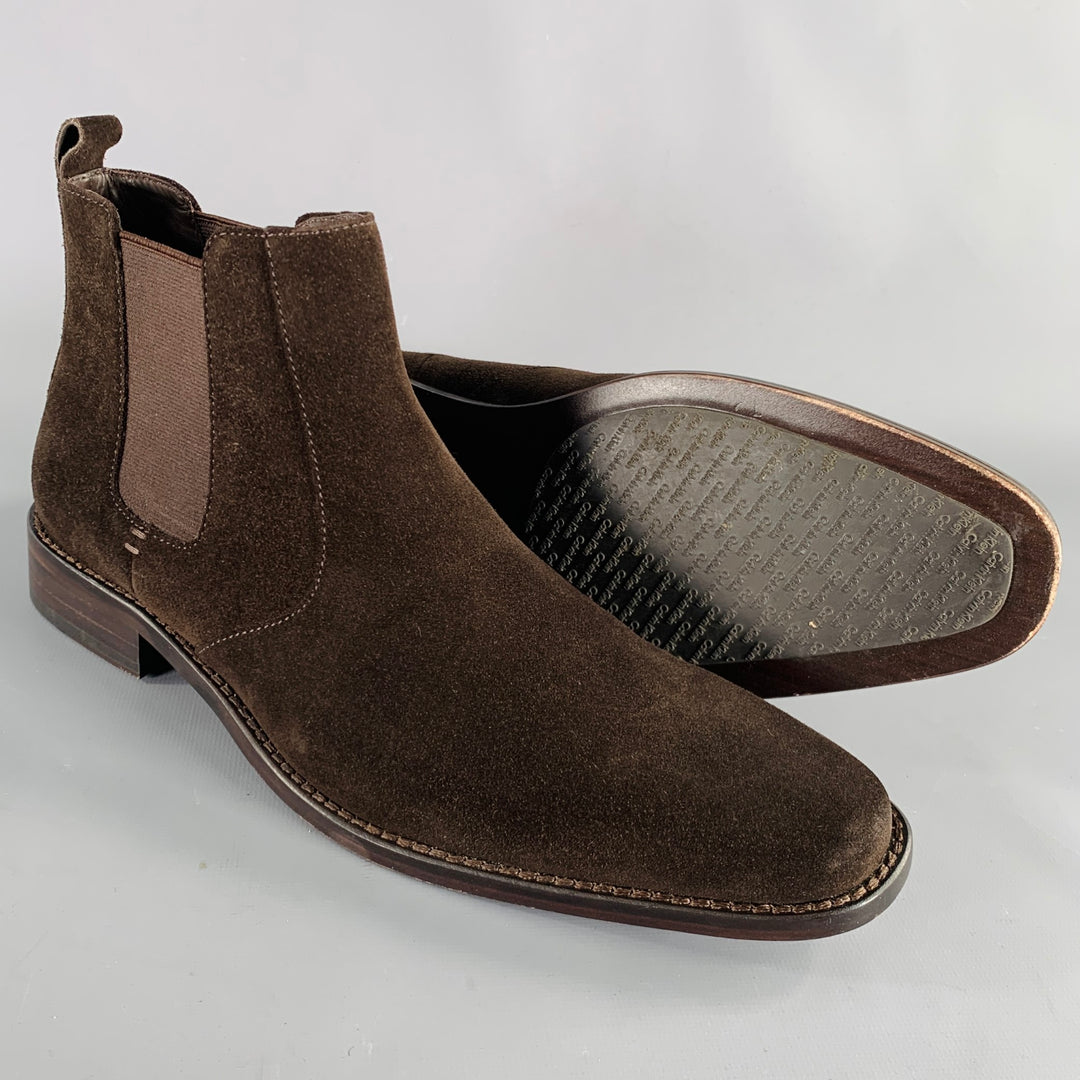 CALVIN KLEIN Size 9.5 -Miller- Brown Suede Pull On Chelsea Boots Sui Generis Designer Consignment CALVIN KLEIN Size 9.5 -Miller- Brown Suede Pull On Chelsea Boots Sui Generis Designer Consignment