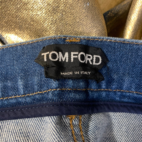 TOM FORD Size 30 Gold Cotton Blend Metallic Zip Fly Jeans