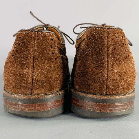 ALLEN EDMONDS Size 10.5 Strand Brown Perforated Suede Cap Toe Oxford Shoes