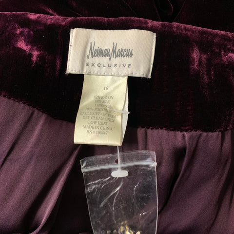 NEIMAN MARCUS Size 16 Burgundy Plum Rayon Silk Beaded Open Front Coat