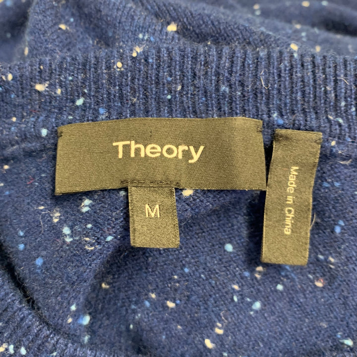 THEORY Size M -Valles- Navy White Cashmere Crew Neck Pullover