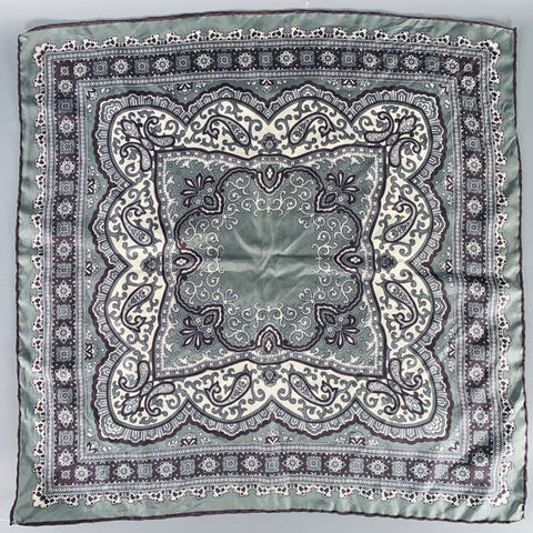 Pochette de costume VINTAGE motif cachemire vert, noir et blanc