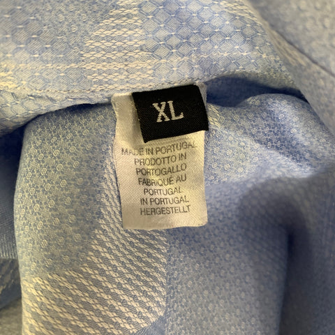 PAUL SMITH Size XL Blue Light Blue Abstract Button Up Long Sleeve Shirt