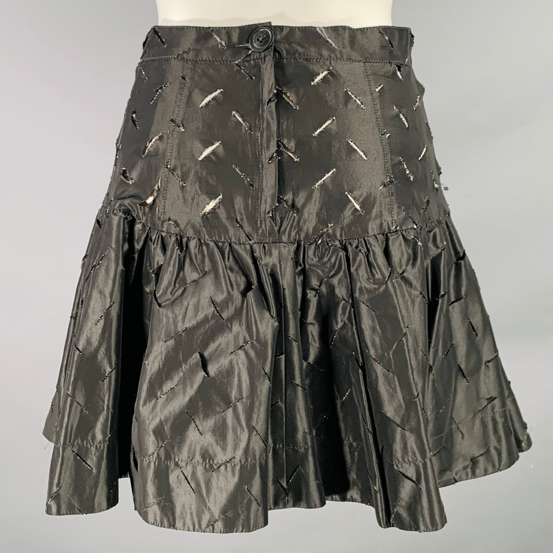 VIVIENNE WESTWOOD Size M Black Acetate Blend Cut Out Pleated Mini Skirt