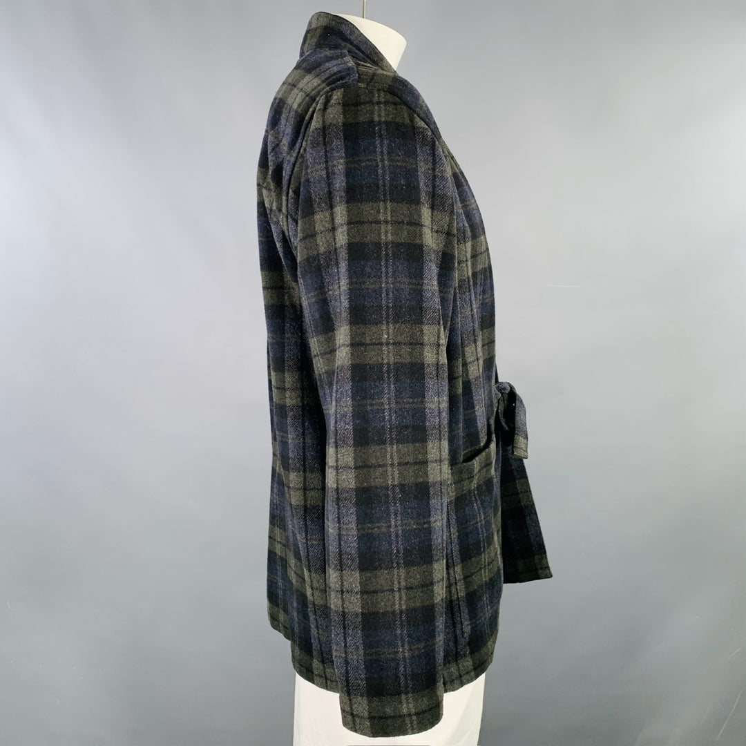 UNIVERSAL WORKS Size XL Black Grey Olive Plaid Wool Blend Jacket