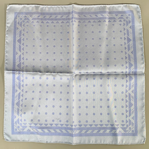 VERSACE Blue Light Blue Jacquard Geometric Dots Silk Pocket Square