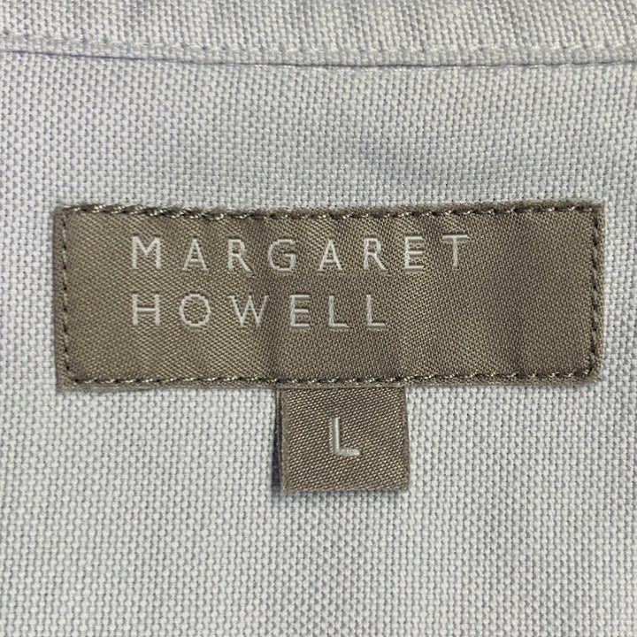 MARGARET HOWELL Size L Light Blue Cotton One Pocket Long Sleeve Shirt