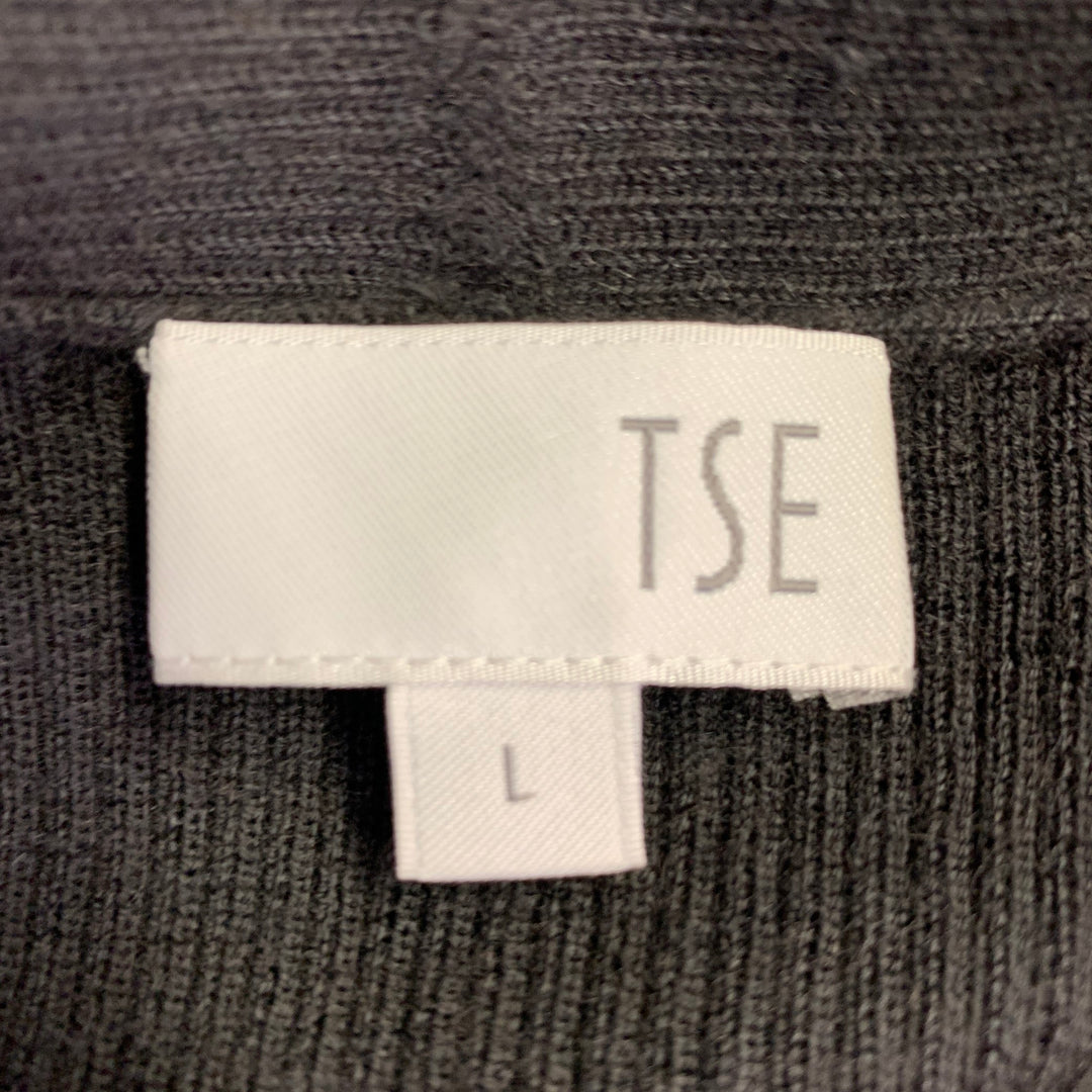 TSE Size L Grey Slate Cashmere Rib Knit Open Front Cardigan Dress Set