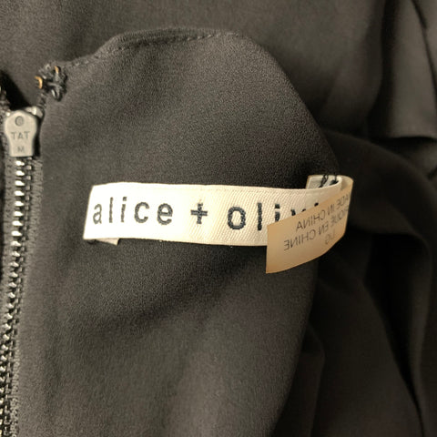 ALICE + OLIVIA Size L Black Polyeser Lurex Back Zip Long Dress
