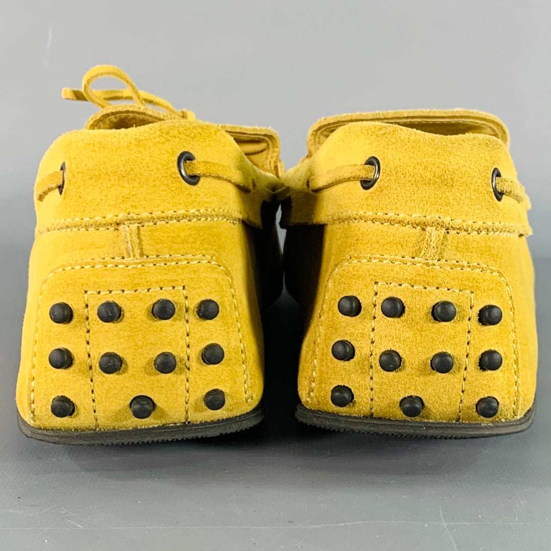 TOD'S Size 12.5 Yellow Suede Rubber Sole Drivers Loafers
