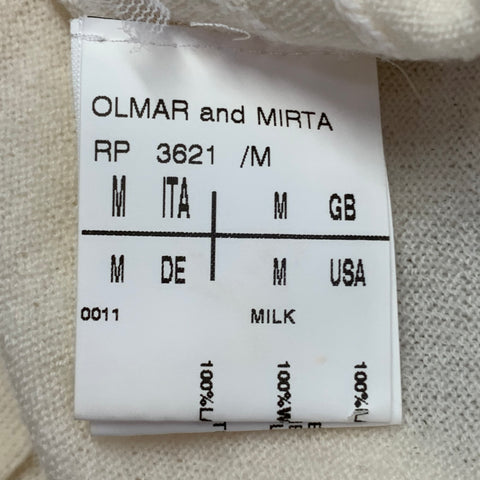RICK OWENS Vintage CREATCH SS08 Size M Cream Merino Wool Knit Distressed Open Front Cardigan