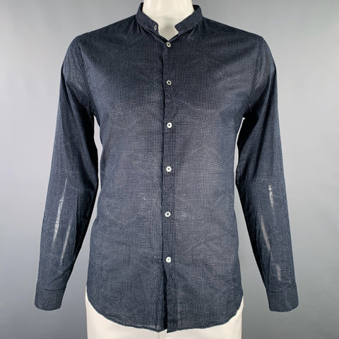 Chemise à manches longues sans col en coton gris marine croisé JOHN VARVATOS taille L