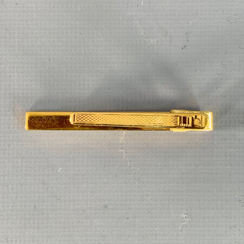 DUNHILL Vintage One Size Gold Black Stripe Metal Tie Clip