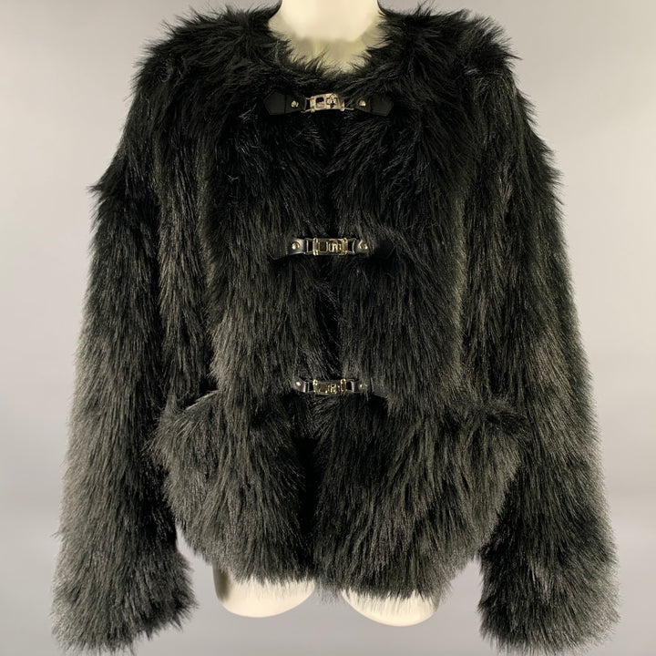 THE FRANKIE SHOP Size One Size Black Polyester Textured Cropped Jacket