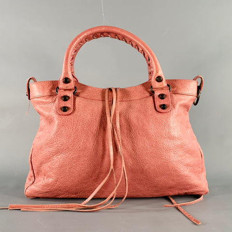 BALENCIAGA Le City Pink Rose Leather Tote Handbag