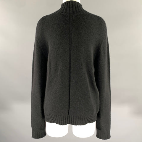THE ROW Size L Black Cashmere Mock Neck Sweater