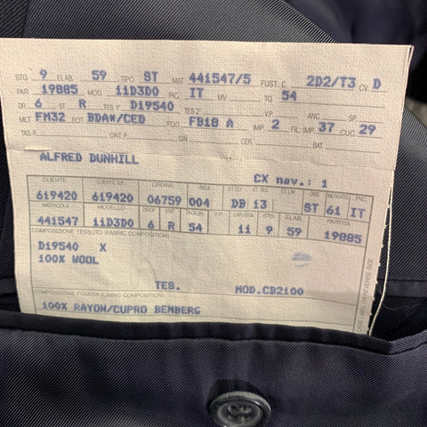 DUNHILL Size 44 Regular Navy Gold Wool Double Breasted Sport Coat