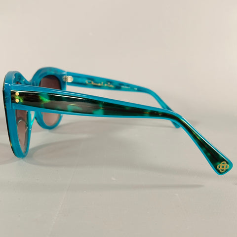 OSCAR DE LA RENTA Blue Black Marbled Acetate Sunglasses