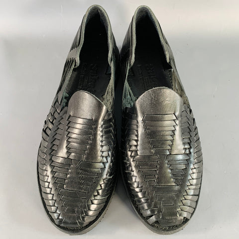 YUKETEN Size 9 Alejandro Black Woven Leather Huarache Loafers