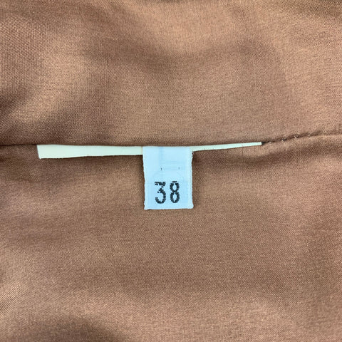 YVES SAINT LAURENT Size 6 Tan Leather Cap Sleeves Shift Dress