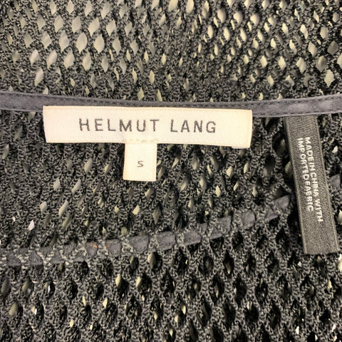 HELMUT LANG Size S Black Mesh Polyester Crew Neck T-shirt