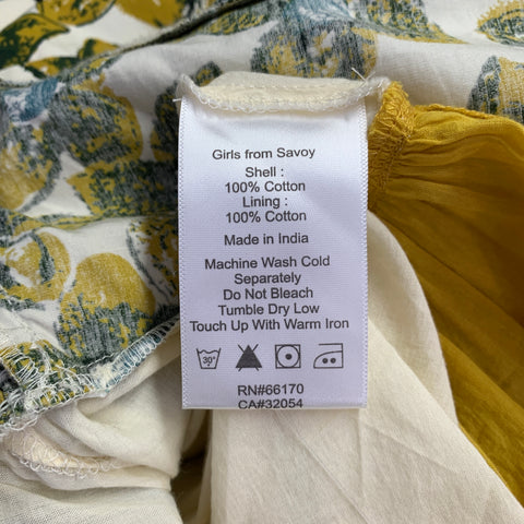 GIRLS FROM SAVOY Size 0 Cream Yellow Cotton Floral Halter Knee Length Dress