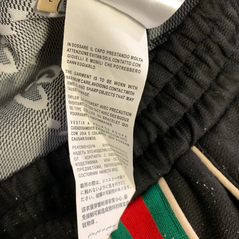 GUCCI Size L Black Monogram Cotton Sweatpants Casual Pants