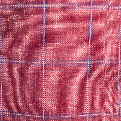 Veste Sport SARTORIO Taille 44 Regular Carreaux Fenêtre Bordeaux Laine Lin Soie