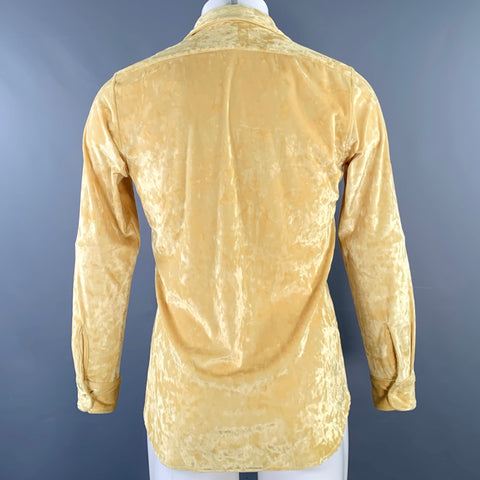 DRIES VAN NOTEN SS2020 Size 38 Yellow Velvet Polyester Blend Long Sleeve Shirt