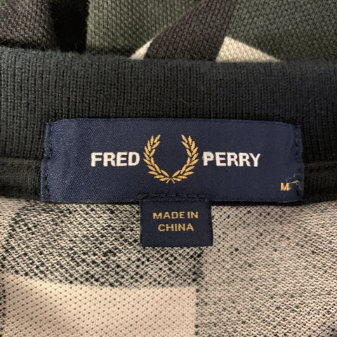 FRED PERRY Size M Black Green Grey Checkered Cotton Polo
