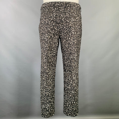 CALVIN KLEIN COLLECTION Size 36 Black White Print Cotton Blend Dress Pants