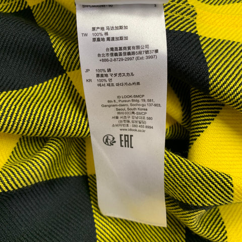 SANDRO Size XXL Yellow Black Buffalo Plaid Cotton Long Sleeve Shirt