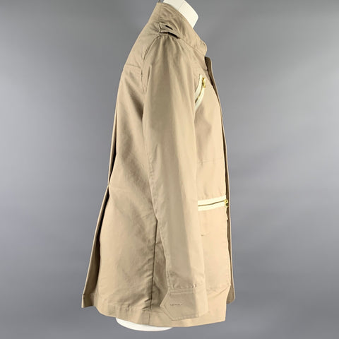 ADAM LIPPES Size 6 Khaki Cotton Blend Military Jacket