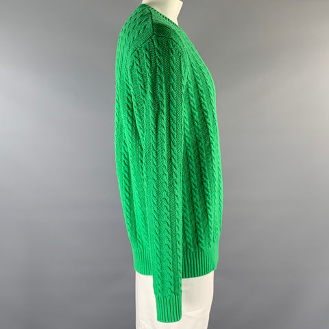 FURSAC Size XL Green Knit Wool Blend Cable Knit Sweater