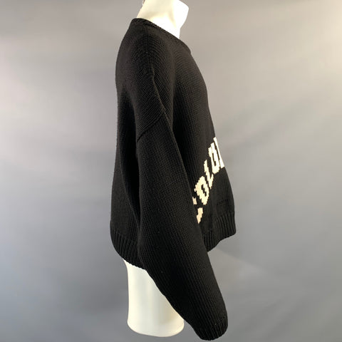 ENFANTS RICHES DEPRIMES SS2018 M Black White Knitted Cashmere Crew Neck Sweater