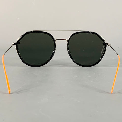Lunettes de soleil aviateur rondes miroir en métal orange noir DIOR HOMME