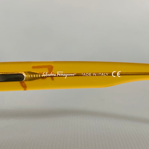 SALVATORE FERRAGAMO Yellow Rectangle Sunglasses