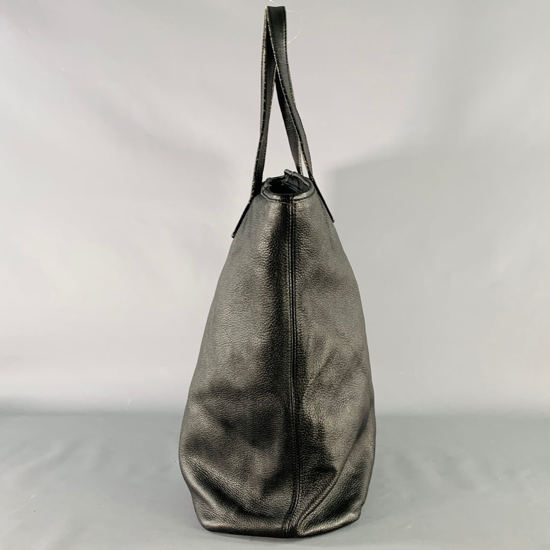 MAX MARA Black Leather Tote Top Handles Zip Handbag