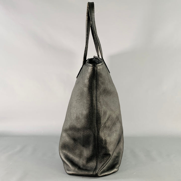 MAX MARA Black Leather Tote Top Handles Zip Handbag