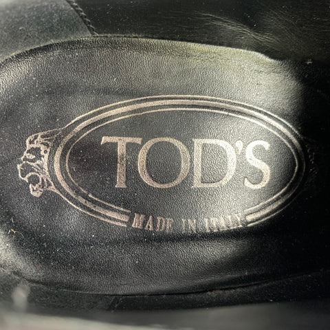 TOD'S Size 8.5 Grey Suede Platform Stacked Heel Ankle Boots